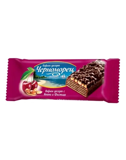 Coated Wafer with Cherries and Peanuts 75g Chernomorets