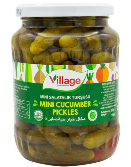 Mini Cucumber Pickles Cornishon 720ml Village